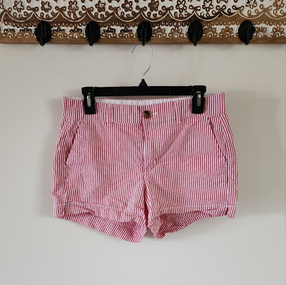 OLD NAVY Womens Cotton Blend Shorts Red & White Striped Mod Rose Size 4
